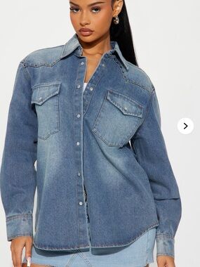 NWT Fashion Nova Oversized Denim Shirt Drea